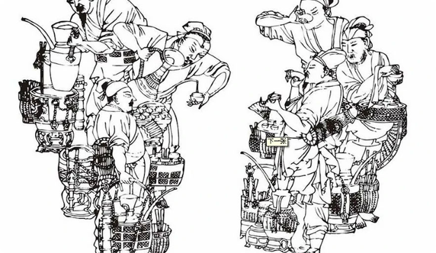 Tranh minh họa đấu trà của Trung Quốc.